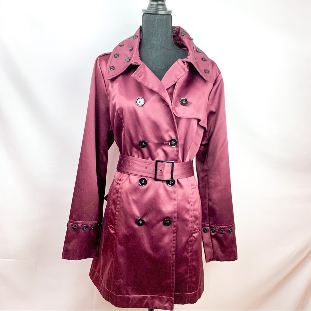Merlot/Berry Trench w/ Botton Embellishments